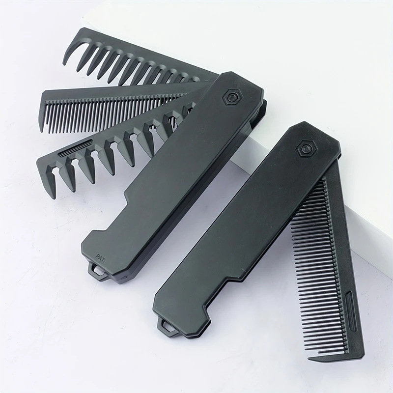 Mens Grooming Travel Kit - Sisir Jenggot Lipat 3-in-1 untuk Pria,