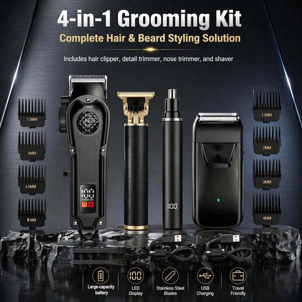 Electric Shaver Rotary - Set Alat Cukur Rambut Pria 4-in-1